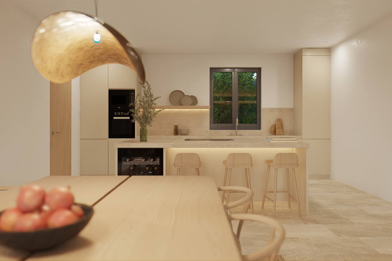 Cocina integrada con isla central