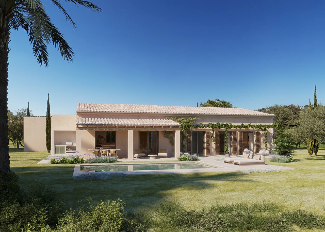Parte posterior con piscina y terraza
